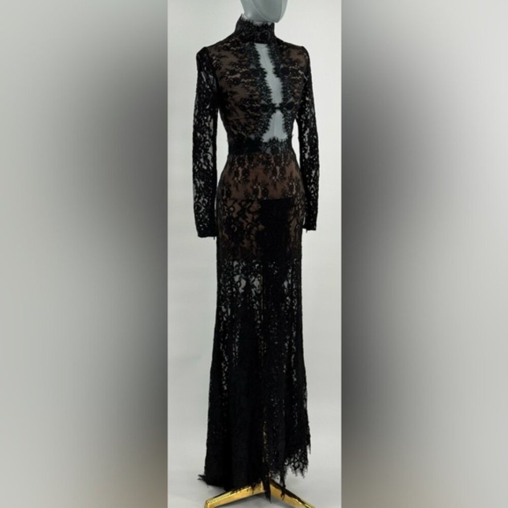 🆕 BRONX & BANCO 🧿 NWOT Eleanor Black Lace Cut Out Gown, Sz XS US 2 - Picture 3 of 16